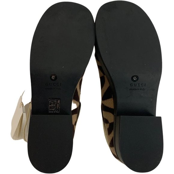 Gucci Women's Gucci Brown GG Wool Fur Ankle Boots Booties Beige & Brown DM54 - Picture 9 of 9